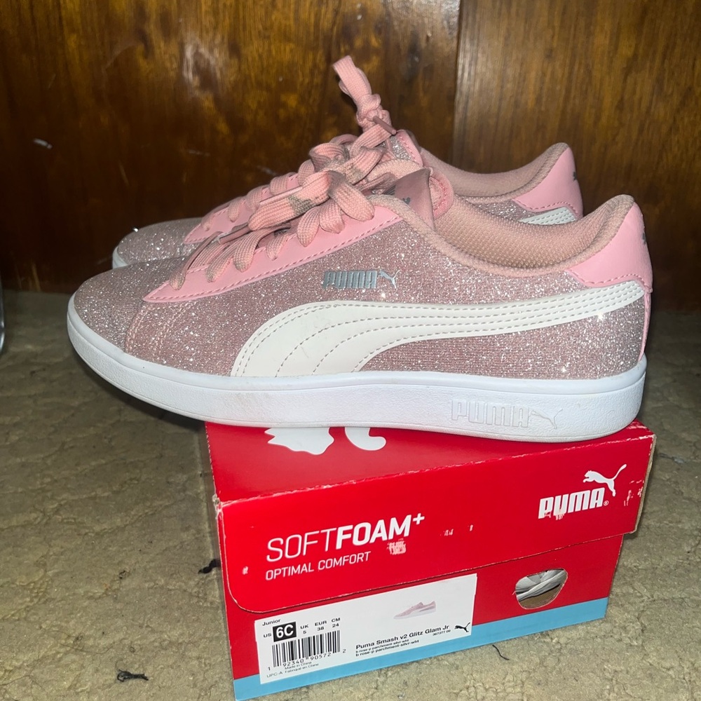Puma Glitter Pink Sneakers with White Accents